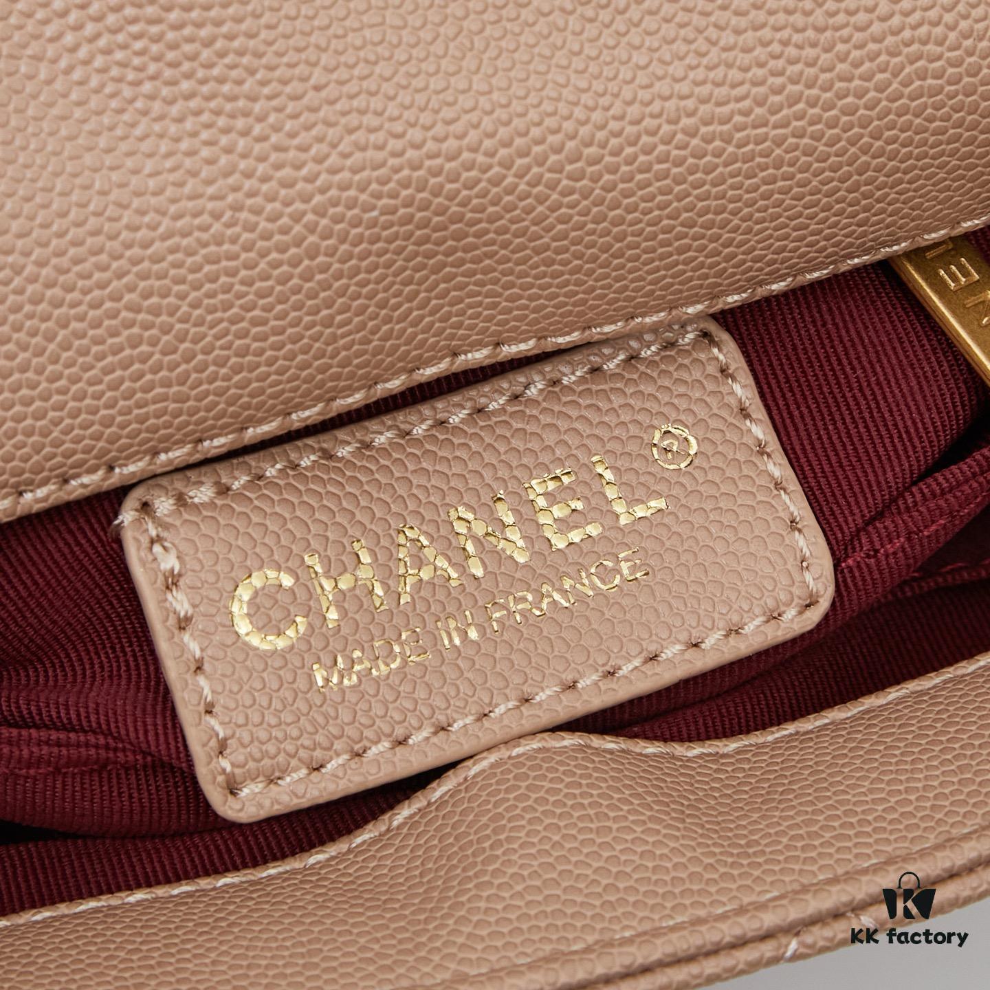 New Arrival with Box, Mini Chanel Coco Handle in Black Calfskin with Gold Hardware and Red Handle