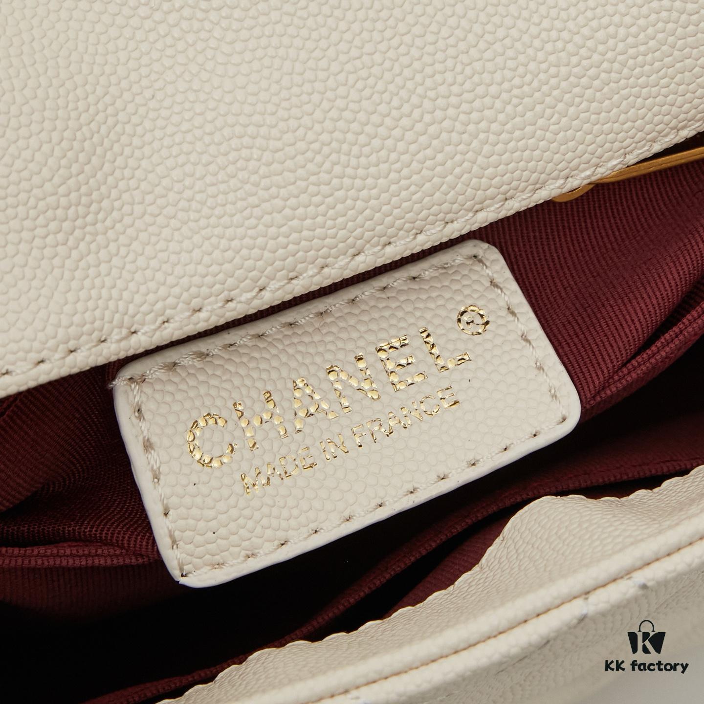 New Arrival with Box, Mini Chanel Coco Handle in Black Calfskin with Gold Hardware and Red Handle