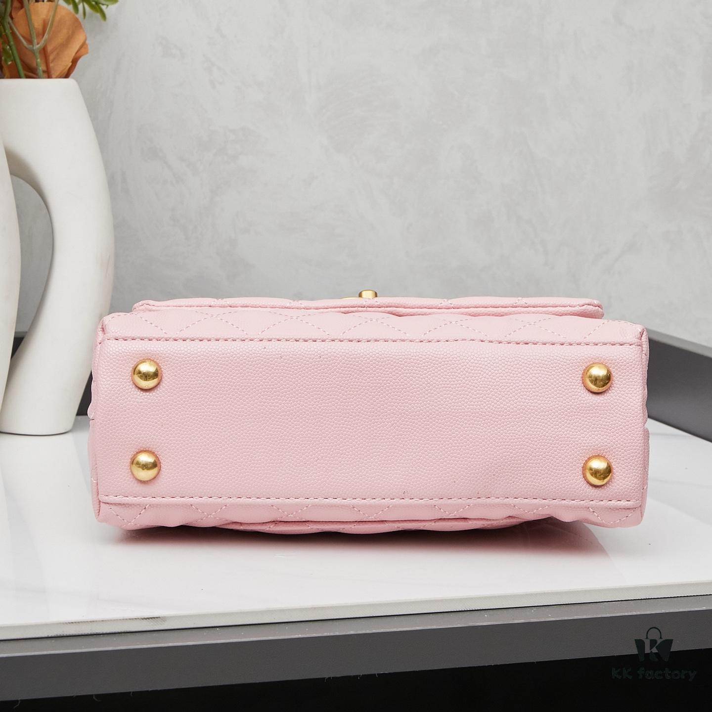 New Arrival with Box, Mini Chanel Coco Handle in Black Calfskin with Gold Hardware and Red Handle