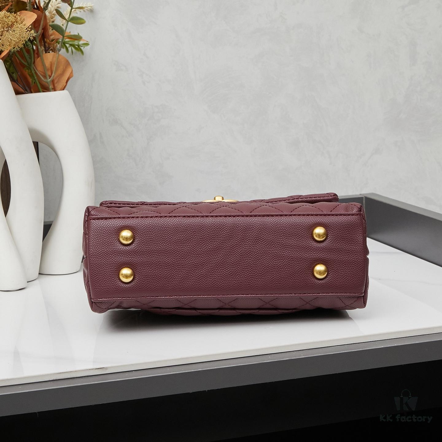 New Arrival with Box, Mini Chanel Coco Handle in Black Calfskin with Gold Hardware and Red Handle