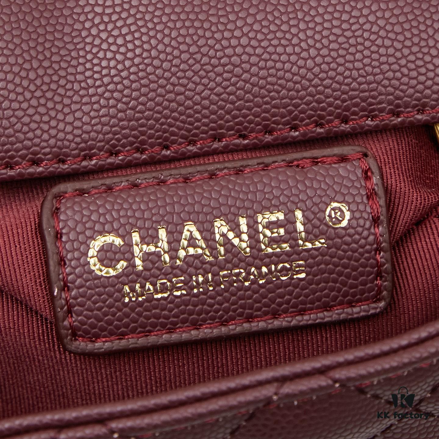 New Arrival with Box, Mini Chanel Coco Handle in Black Calfskin with Gold Hardware and Red Handle