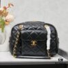 New Arrival Chanel 24A Bowling Bag in Black Crinkled Calfskin - Mini Size