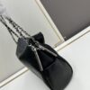 New Small Size Chanel Black Silver Exterior Stitching Hobo Bag ②size
