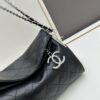 New Small Size Chanel Black Silver Exterior Stitching Hobo Bag ②size