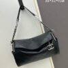New Large-Sized Chanel Black and Silver Stitched Hobo Bag ② Size