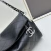 New Large-Sized Chanel Black and Silver Stitched Hobo Bag ② Size