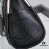 New Large-Sized Chanel Black and Silver Exterior Stitching Hobo Bag ② Size