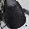 New Small Chanel Black and Silver Hobo Bag with External Stitching ② Size