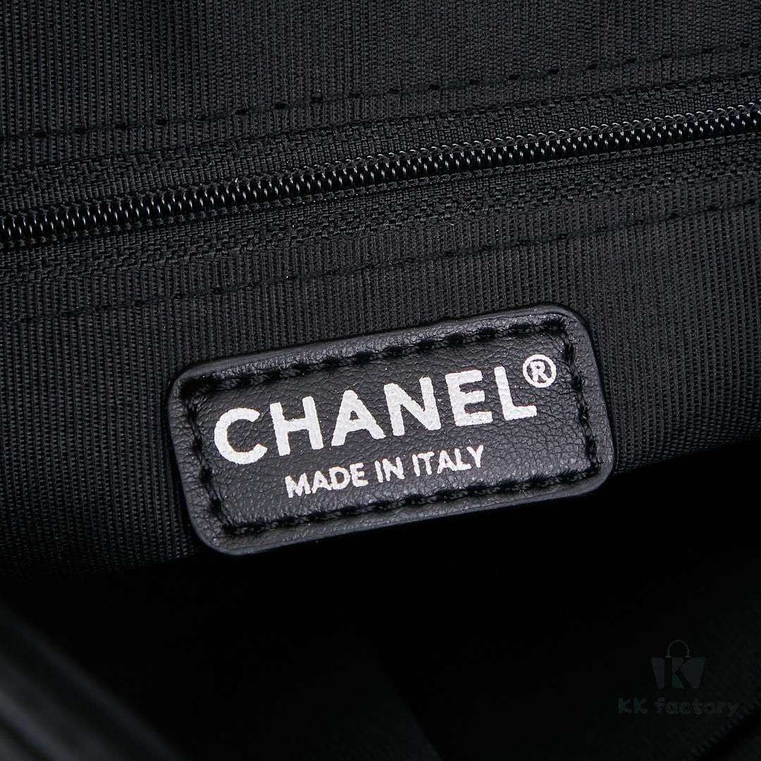 New Small Chanel Black and Silver Hobo Bag with External Stitching ② Size