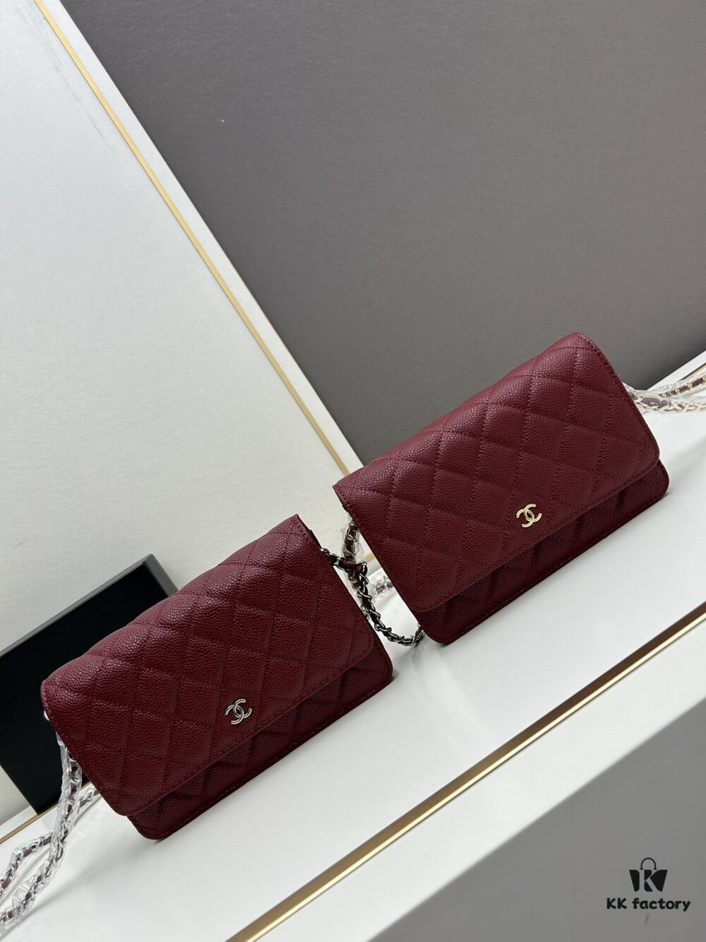 Chanel WOC Classic Fortune Bag with Box (33814 Ball Texture) - Can Be Worn Crossbody or Shoulder, Chain Stows Inside for Clutch Use