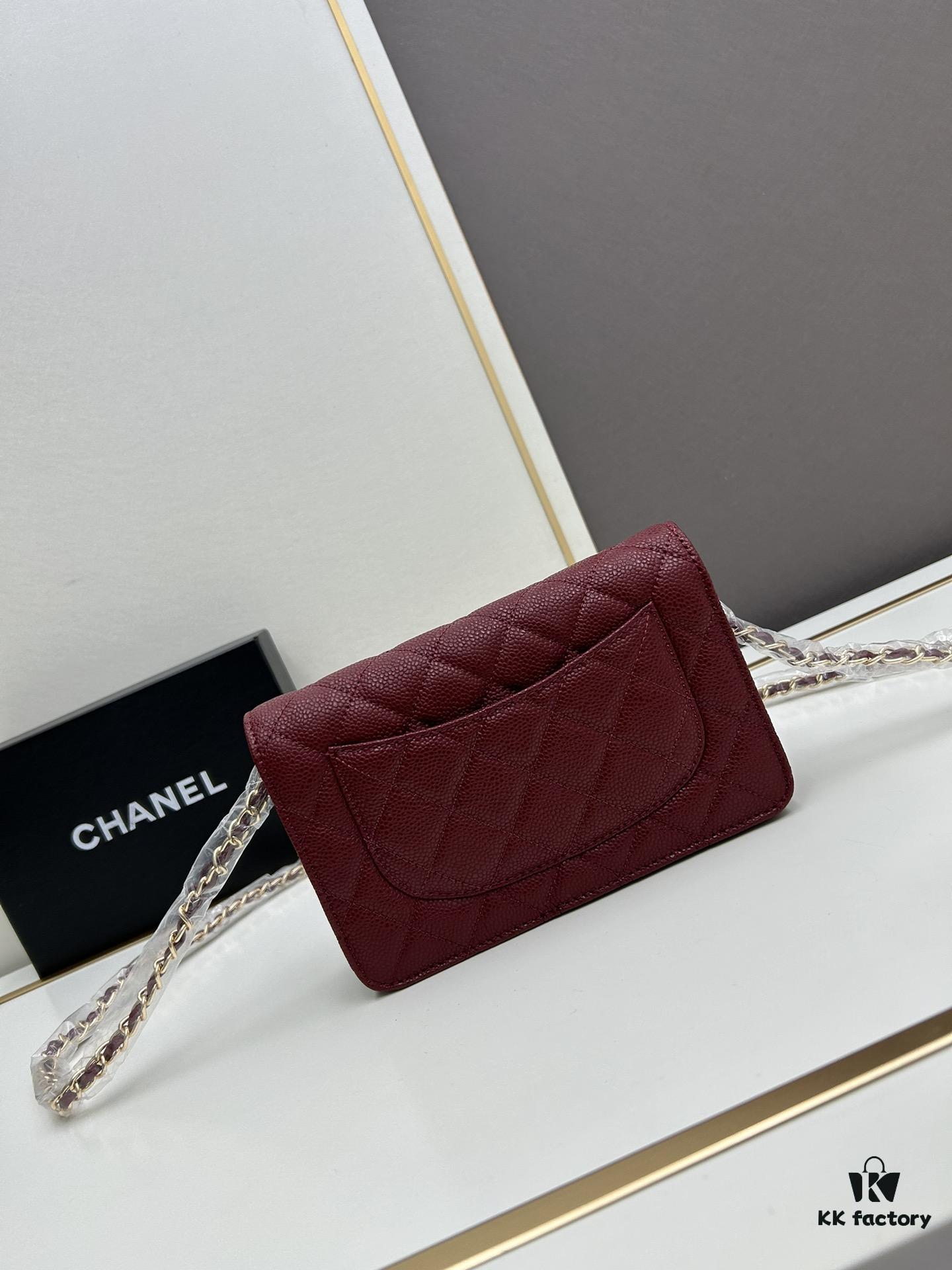 Chanel WOC Classic Fortune Bag with Box (33814 Ball Texture) - Can Be Worn Crossbody or Shoulder, Chain Stows Inside for Clutch Use