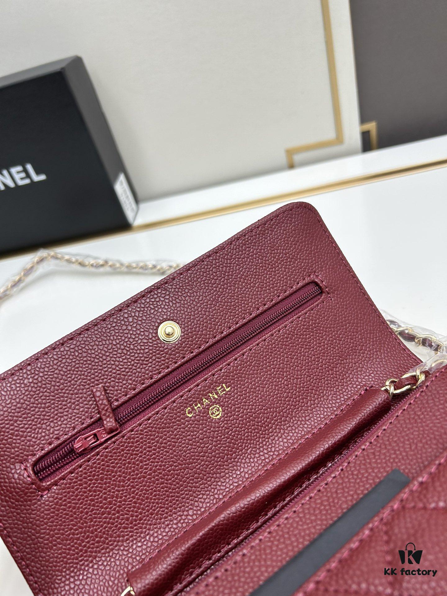 Chanel WOC Classic Fortune Bag with Box (33814 Ball Texture) - Can Be Worn Crossbody or Shoulder, Chain Stows Inside for Clutch Use