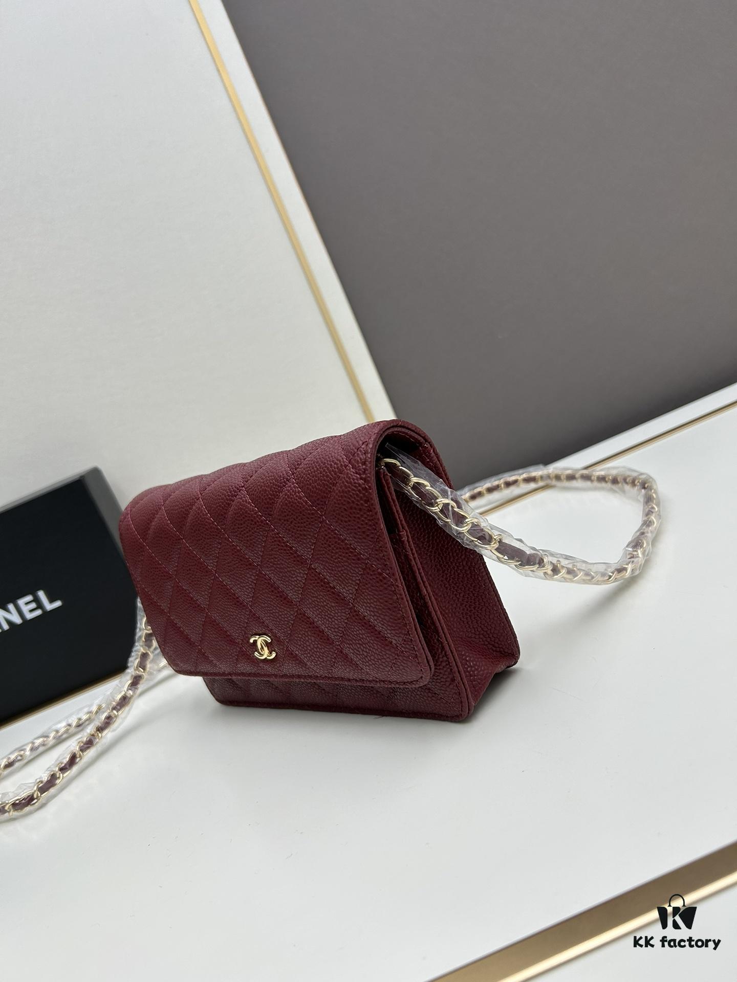Chanel WOC Classic Fortune Bag with Box (33814 Ball Texture) - Can Be Worn Crossbody or Shoulder, Chain Stows Inside for Clutch Use