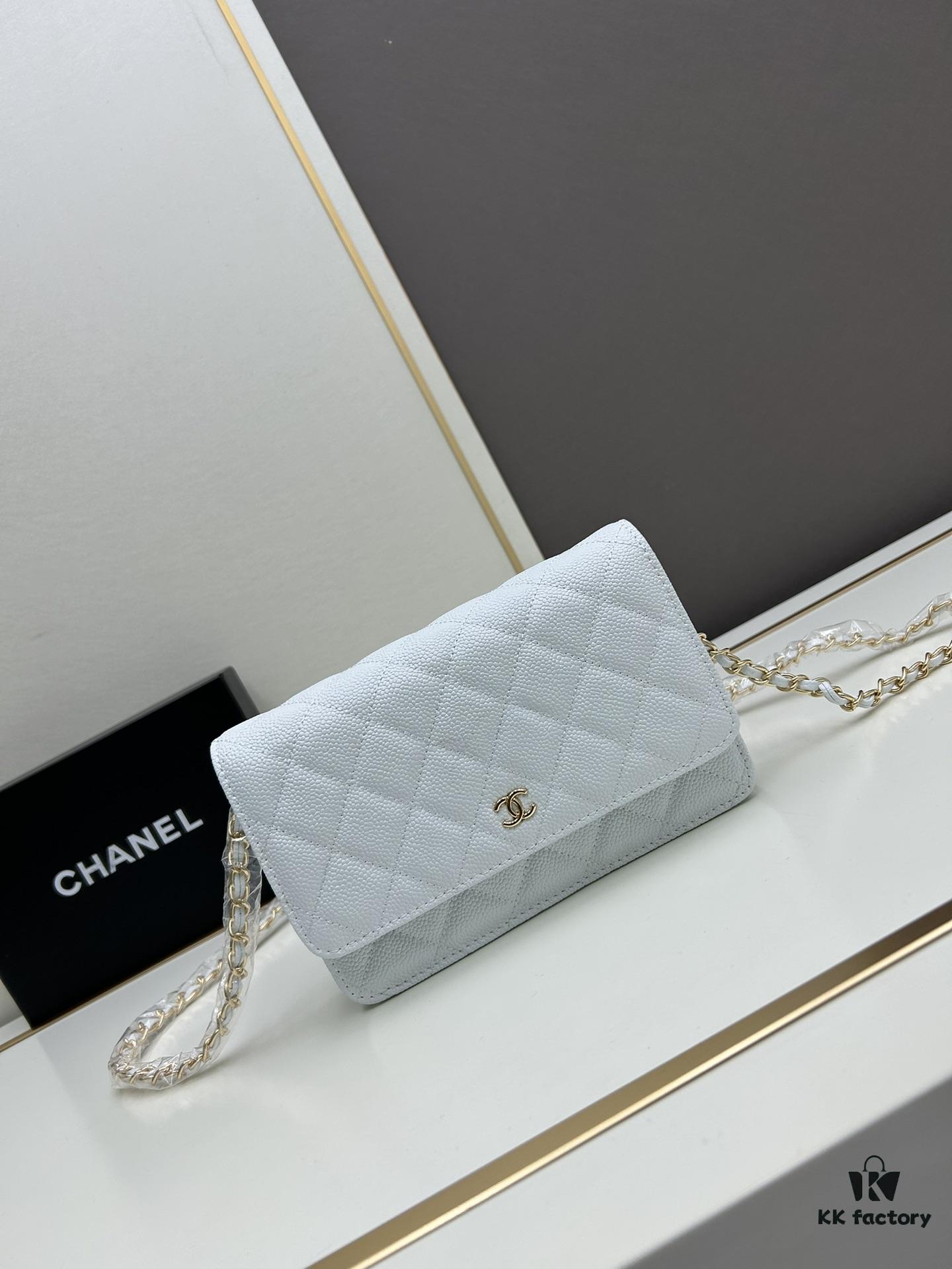 Chanel WOC Classic Ball Pattern Bag (Box Included, Model 33814) – Can Be Worn Crossbody or Shoulder, Chain Stows Inside for Clutch Use