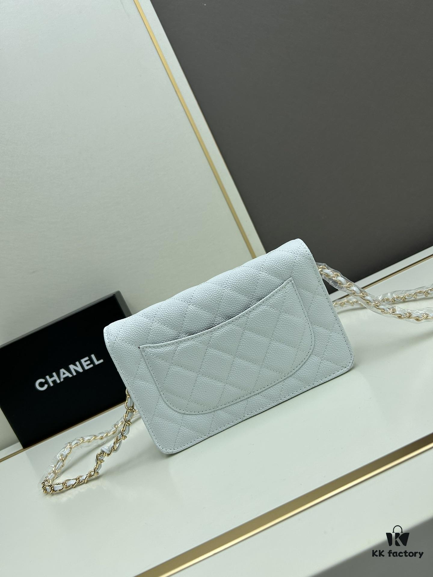 Chanel WOC Classic Ball Pattern Bag (Box Included, Model 33814) – Can Be Worn Crossbody or Shoulder, Chain Stows Inside for Clutch Use