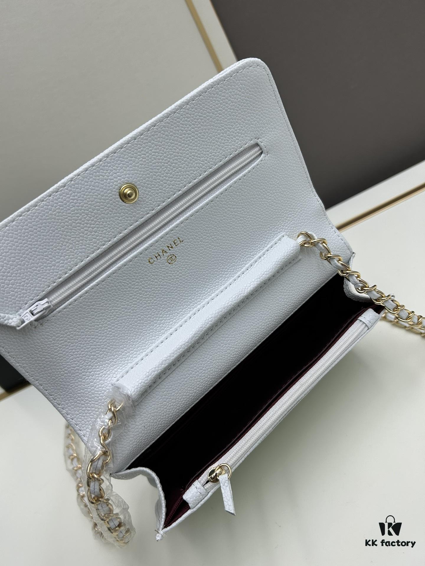 Chanel WOC Classic Ball Pattern Bag (Box Included, Model 33814) – Can Be Worn Crossbody or Shoulder, Chain Stows Inside for Clutch Use