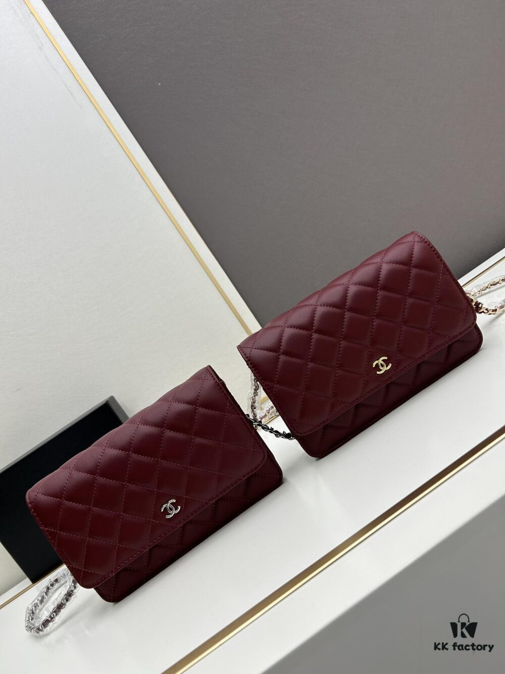 Box Included (33814 Lambskin) Chanel WOC Classic Fortune Bag, Crossbody or Shoulder Wear, Chain Stowable Inside for Clutch Use