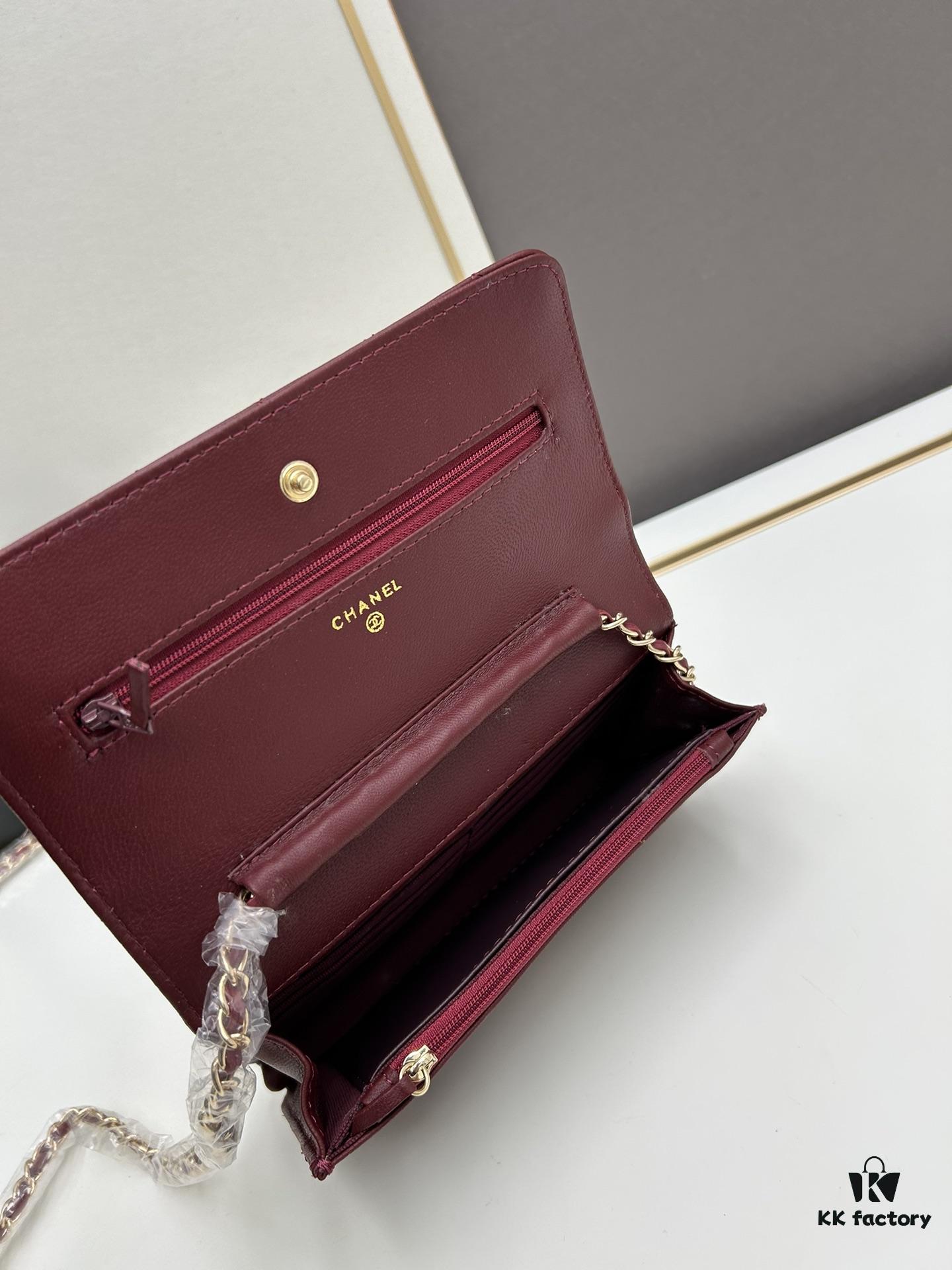 Box Included (33814 Lambskin) Chanel WOC Classic Fortune Bag, Crossbody or Shoulder Wear, Chain Stowable Inside for Clutch Use