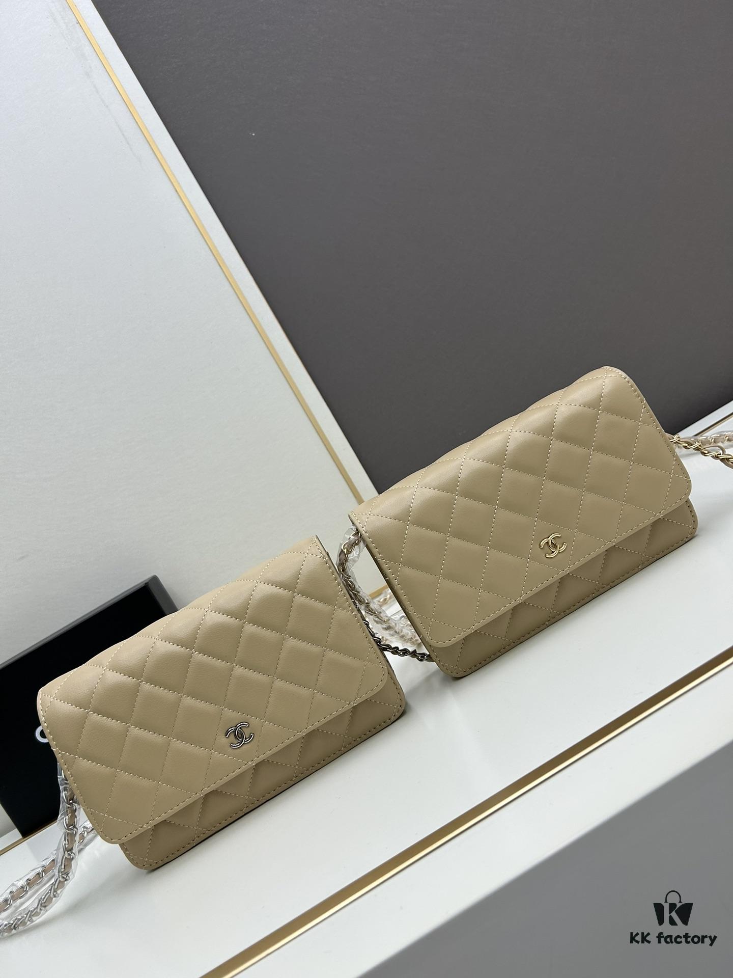 Chanel WOC Classic Fortune Bag with Box (33814 Lambskin) 🔔🔥 Adjustable Crossbody or Shoulder Strap, Chain Can Be Stored Inside for Clutch Use, Compact Yet Spacious, Interior with Card Slots, Zipper Compartment, and Coin Pocket, Small and Practical! Size: W19*H12*D4