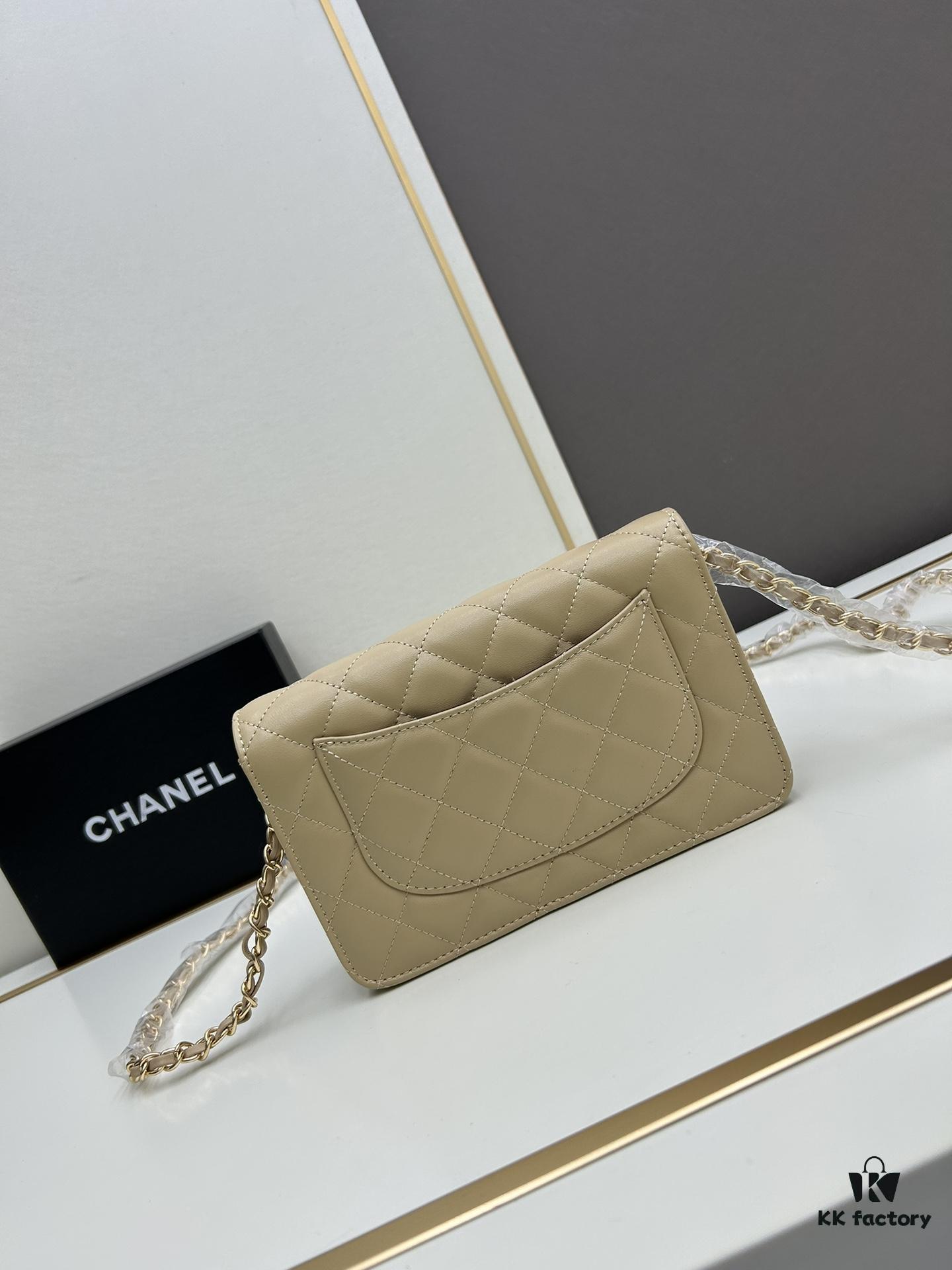 Chanel WOC Classic Fortune Bag with Box (33814 Lambskin) 🔔🔥 Adjustable Crossbody or Shoulder Strap, Chain Can Be Stored Inside for Clutch Use, Compact Yet Spacious, Interior with Card Slots, Zipper Compartment, and Coin Pocket, Small and Practical! Size: W19*H12*D4