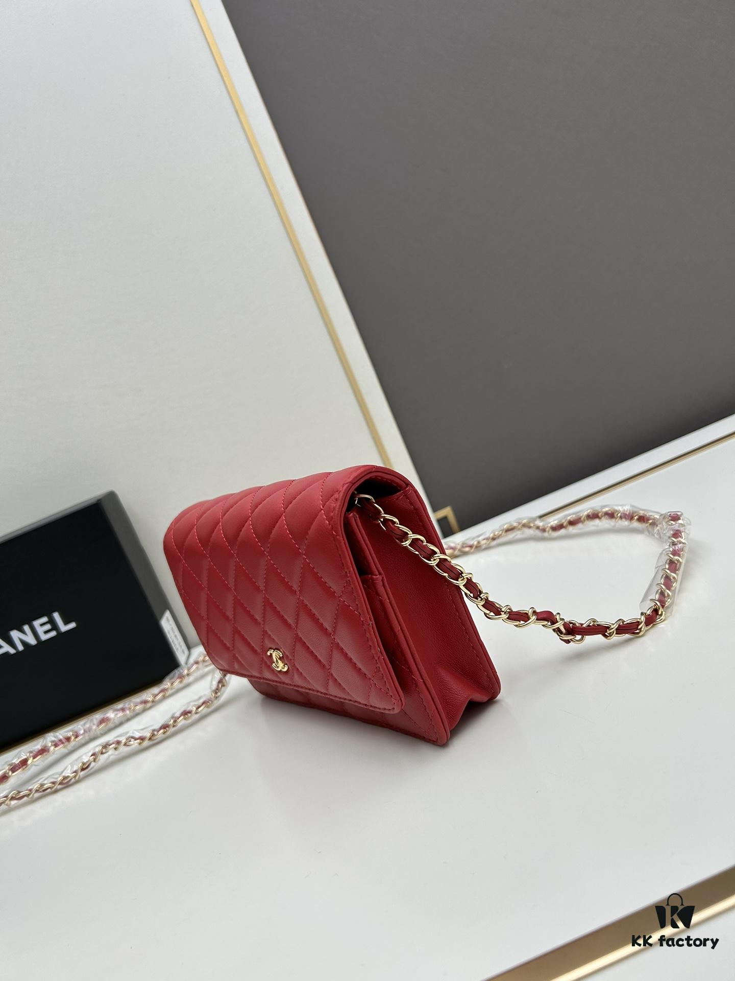 Chanel WOC Classic Fortune Bag with Box (33814 Lambskin) - Can Be Worn Crossbody or Shoulder, Chain Stows Inside for Clutch Use