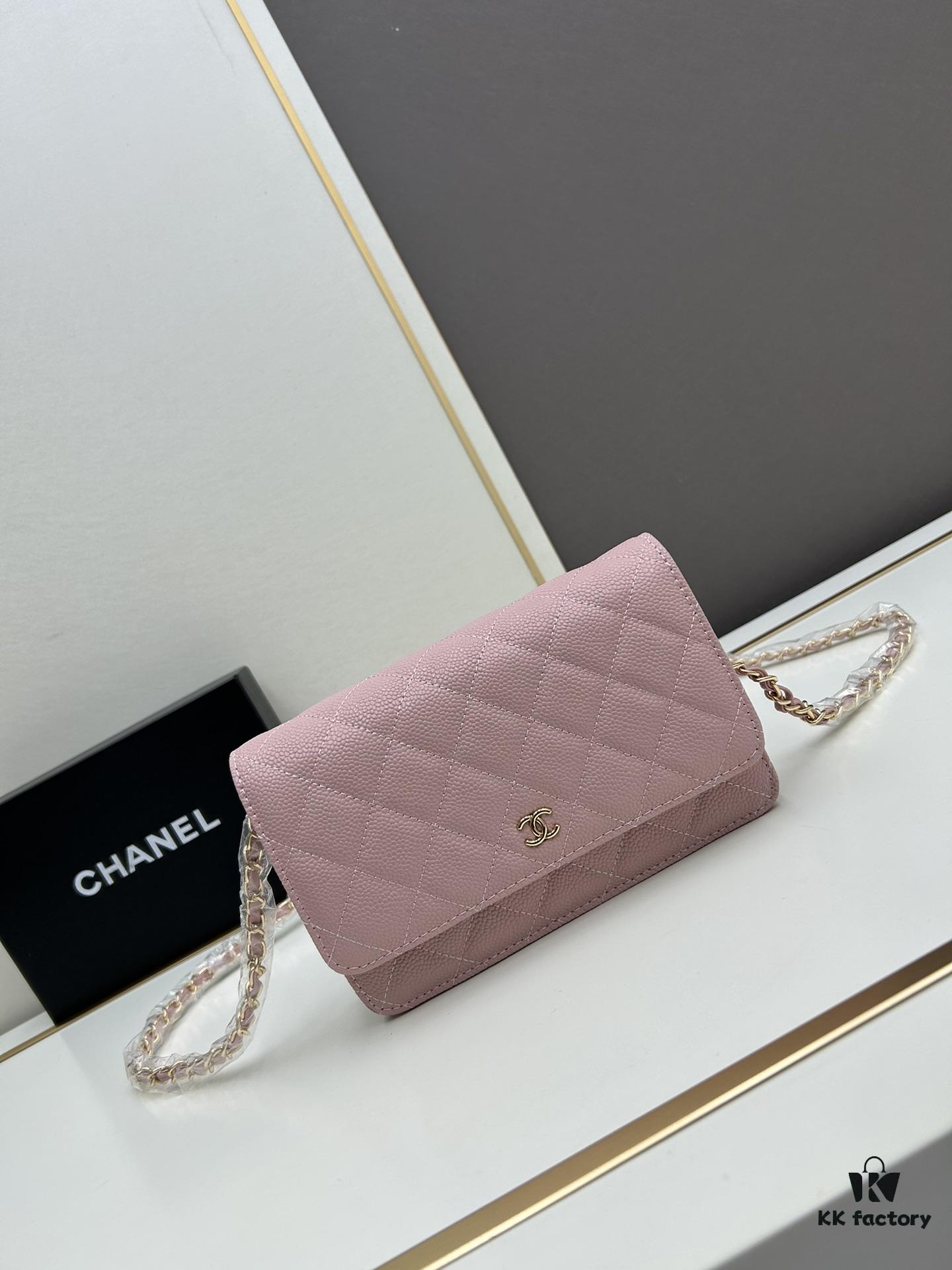 Chanel WOC Classic Fortune Bag with Box (33814 Ball Texture) - Can Be Worn Crossbody or Shoulder, Chain Stowable for Clutch Use