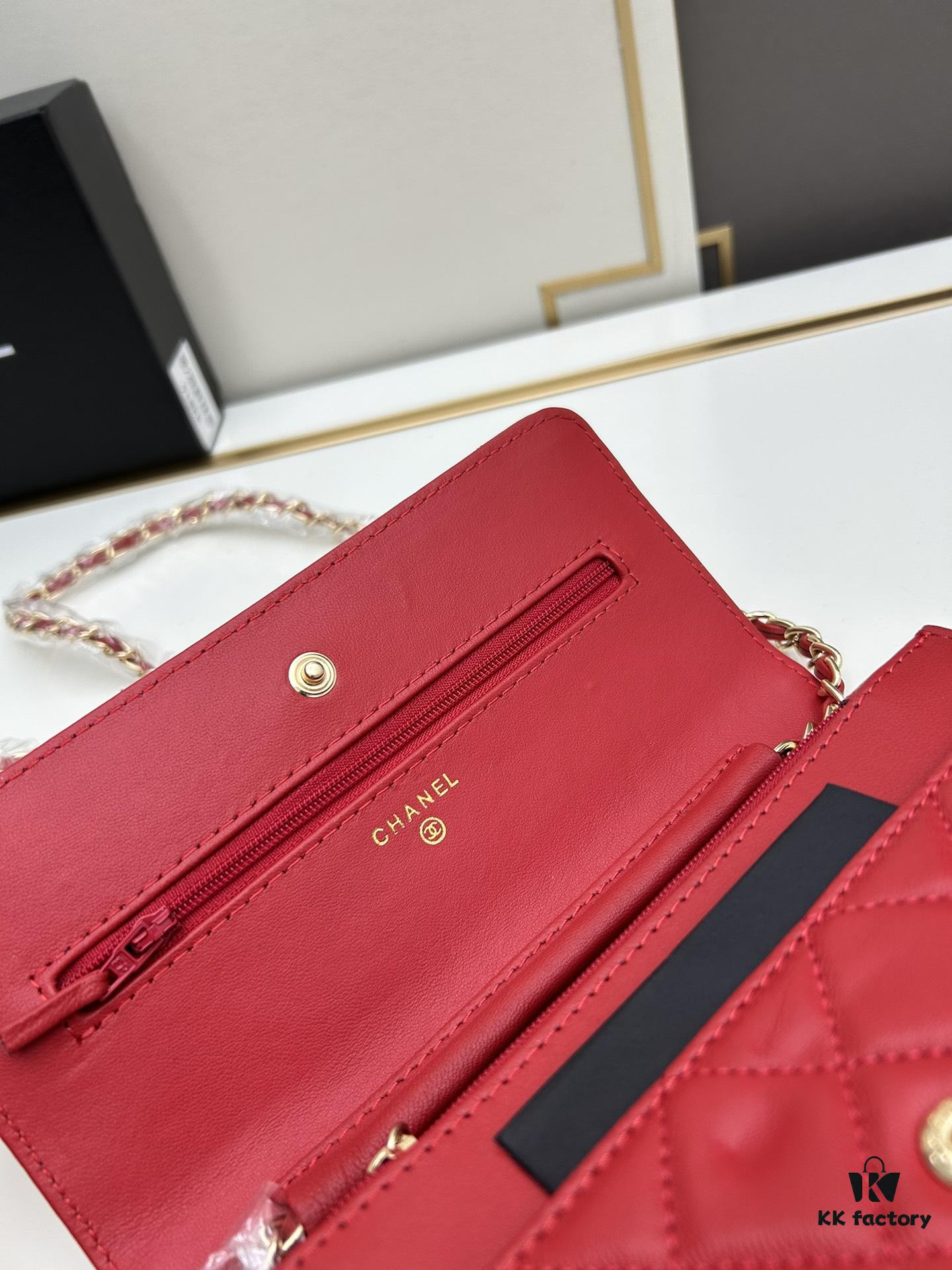 Chanel WOC Classic Fortune Bag with Box (33814 Lambskin) - Can Be Worn Crossbody or Shoulder, Chain Stows Inside for Clutch Use