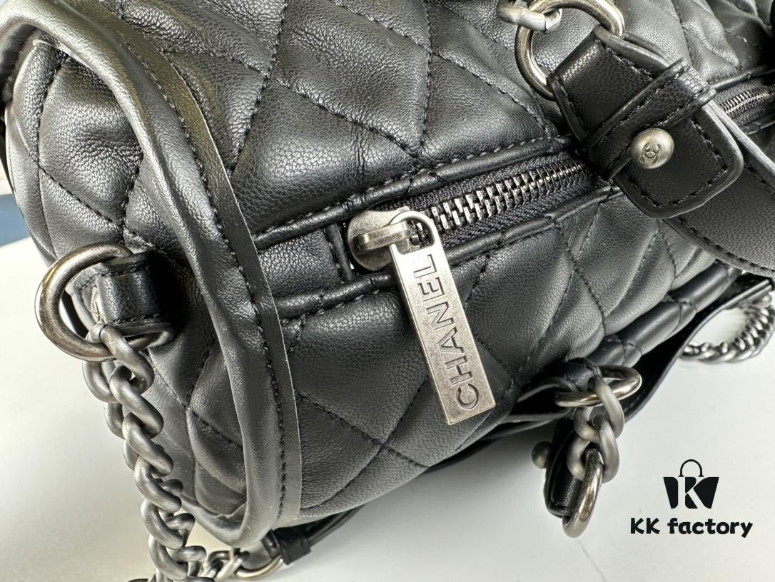 New Arrival Vintage Chanel Boston Bag in Black and Gold – Absolutely Collector-Level Cute!