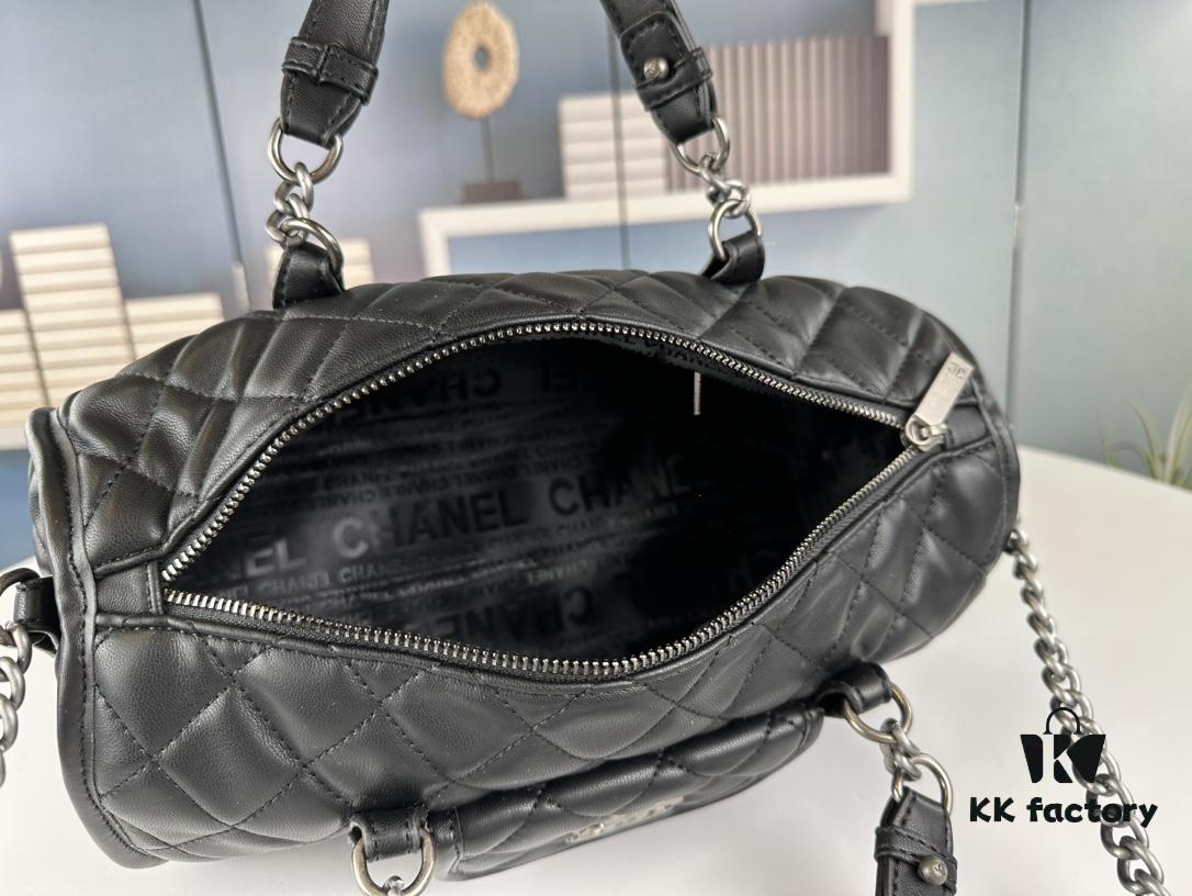 New Arrival Vintage Chanel Boston Bag in Black and Gold – Absolutely Collector-Level Cute!