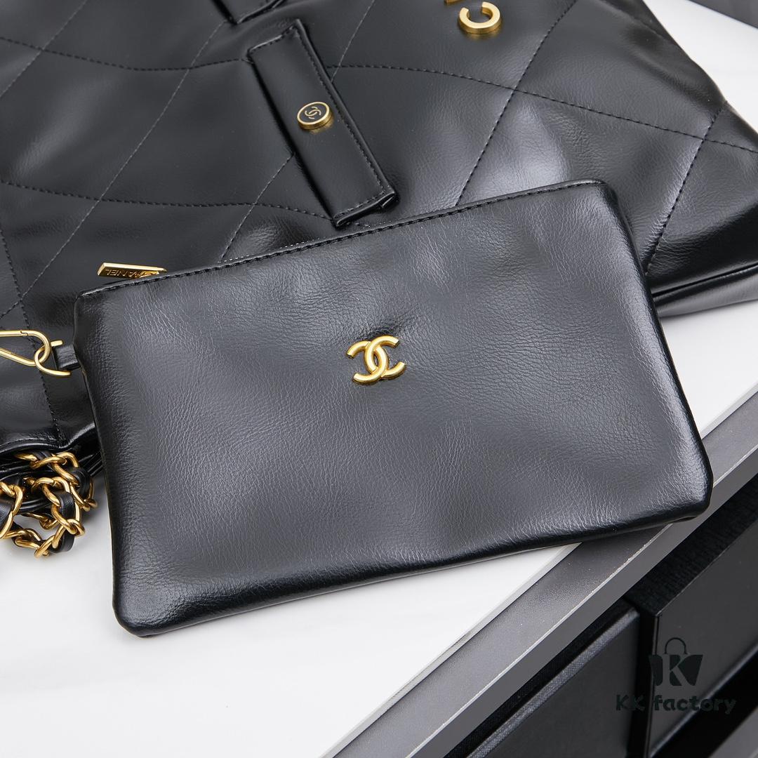 New Chanel 24B Model | Small Black and Gold Double Pocket 22Bag 🖤