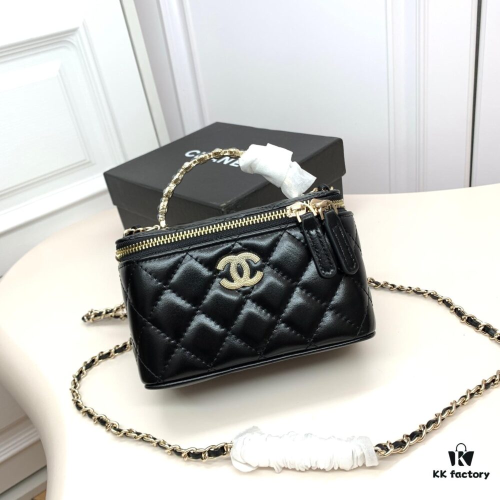 Chanel 24P Arrival! Stunning Pearl-Handled Bag in Black Oil-Waxed Leather