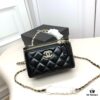 Chanel 24P Arrival! Stunning Pearl-Handled Bag in Black Oil-Waxed Leather