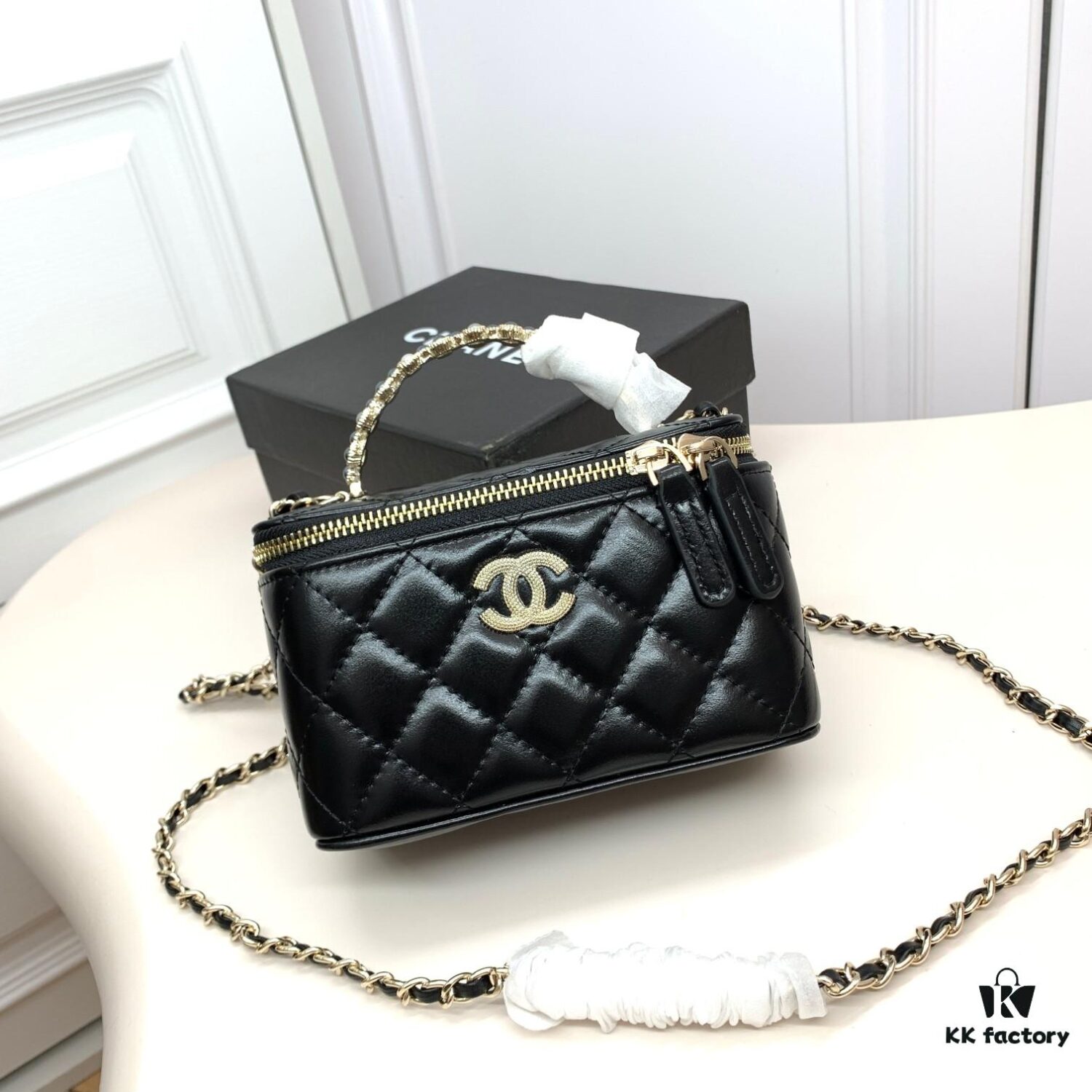 Chanel 24P Arrival! Stunning Pearl-Handled Bag in Black Oil-Waxed Leather