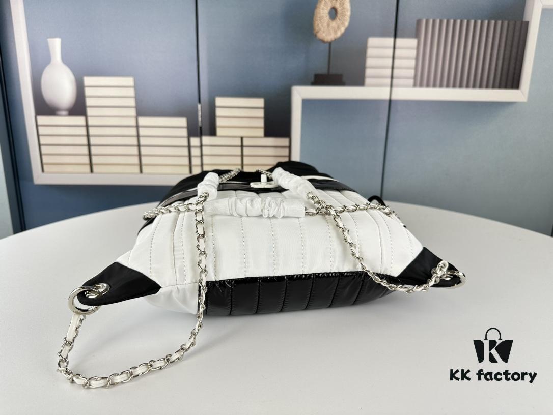 New Arrival! Jennie's Style Chanel Nylon Backpack in Black and White