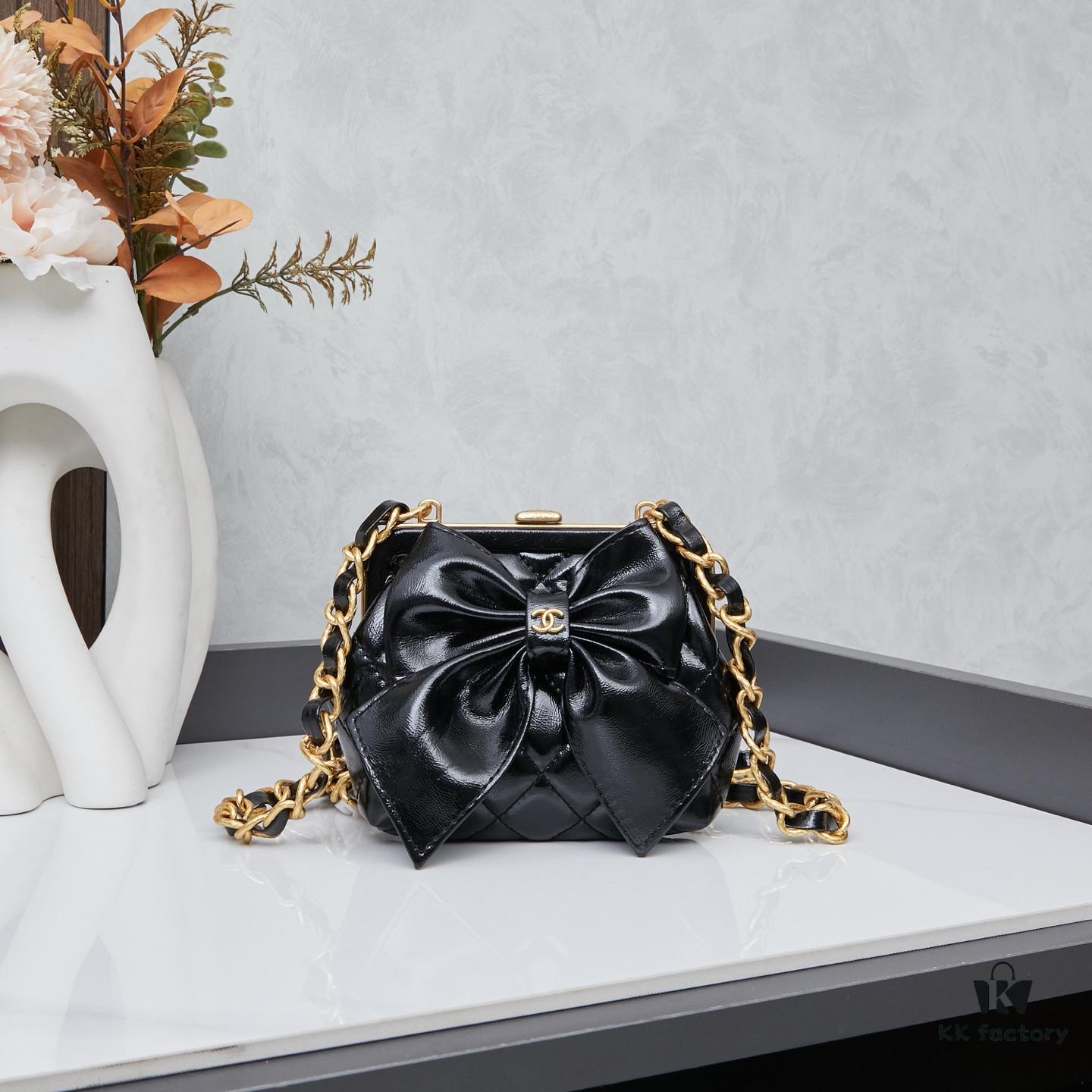 New Arrival with Box Chanel 24A Bow Frog-Mouth Bag So Cute!