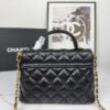 CHANEL 25P New Handle Top Handle Bag Mini in Black and Gold Lambskin