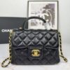 CHANEL 25P New Handle Top Handle Bag Mini in Black and Gold Lambskin