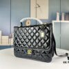 New Arrival Chanel 22K Black Patent Leather Backpack