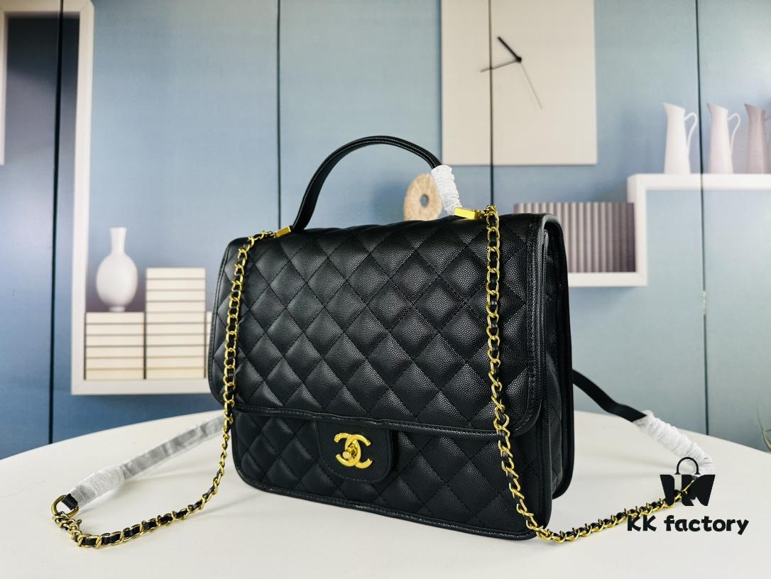 New Arrival Chanel 22K Black Patent Leather Backpack