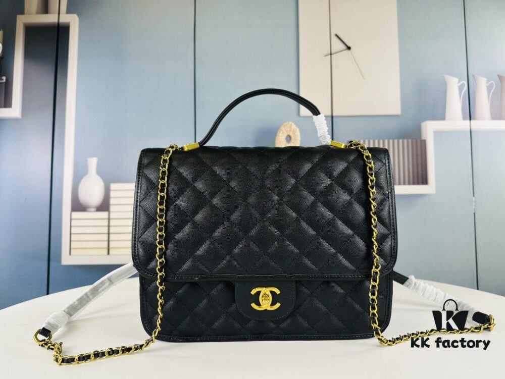 New Arrival Chanel 22K Black Patent Leather Backpack