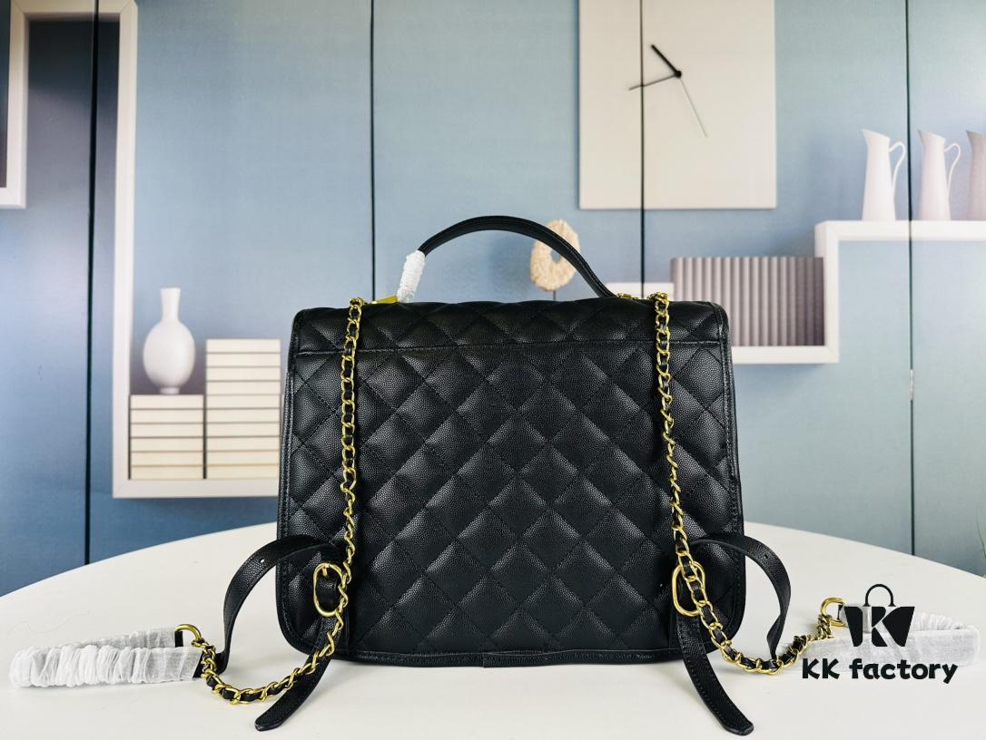 New Arrival Chanel 22K Black Patent Leather Backpack