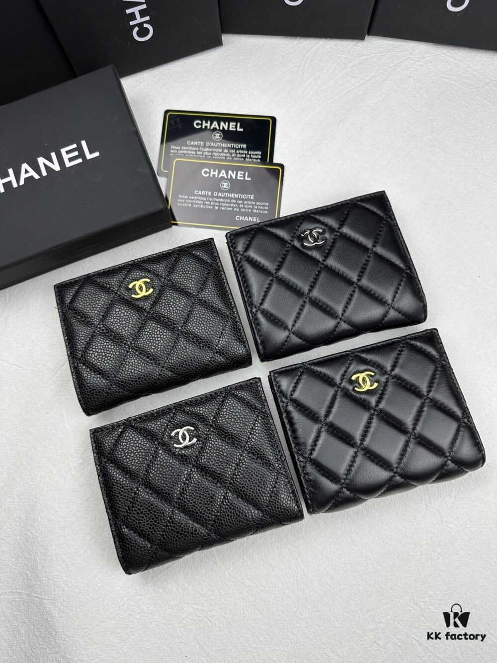 Chanel Genuine Lambskin Card Holder - Cabinet Style, Exquisite Craftsmanship, High Quality, Model No. 6038 (Gold/Yin, Ball Gold/Ball Silver)
