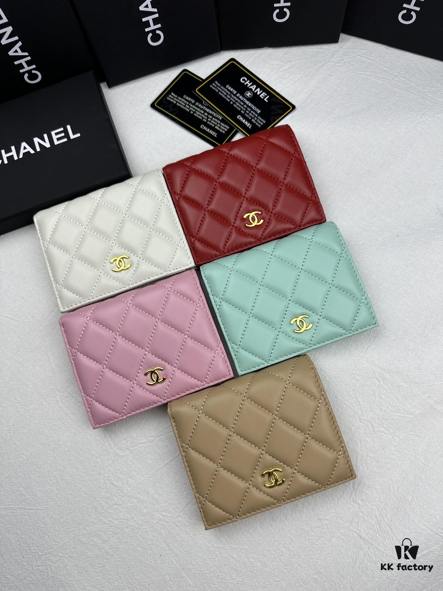 Chanel Genuine Lambskin Card Holder - Classic Counter Style, Impeccable Craftsmanship, High-Quality Design, Model No. 6038 in White, Red, Pink, Green, Apricot
