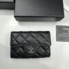 CHANEL Caviar Black / Gold 23K Classic Quilted Lambskin Wallet