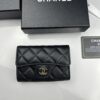 CHANEL Caviar Black / Gold 23K Classic Quilted Lambskin Wallet - New Arrival CF Mini Card Holder