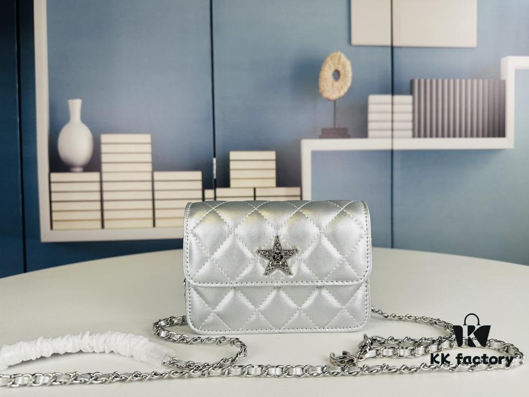 New Arrival Wholesale Multi-Color Chanel Style Beautiful Item & Show Gift - Stylish Silver Chain Mini Bag, Waist Bag, Crossbody or Handheld, Very Matchable