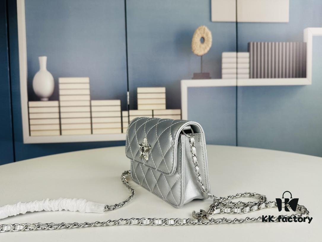 New Arrival Wholesale Multi-Color Chanel Style Beautiful Item & Show Gift - Stylish Silver Chain Mini Bag, Waist Bag, Crossbody or Handheld, Very Matchable