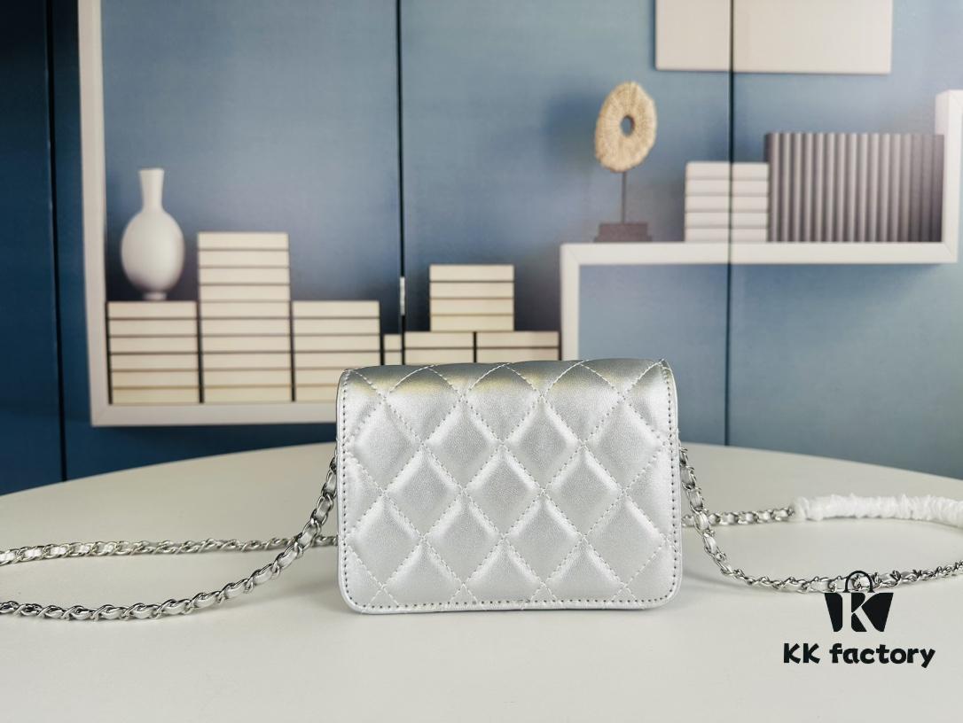 New Arrival Wholesale Multi-Color Chanel Style Beautiful Item & Show Gift - Stylish Silver Chain Mini Bag, Waist Bag, Crossbody or Handheld, Very Matchable