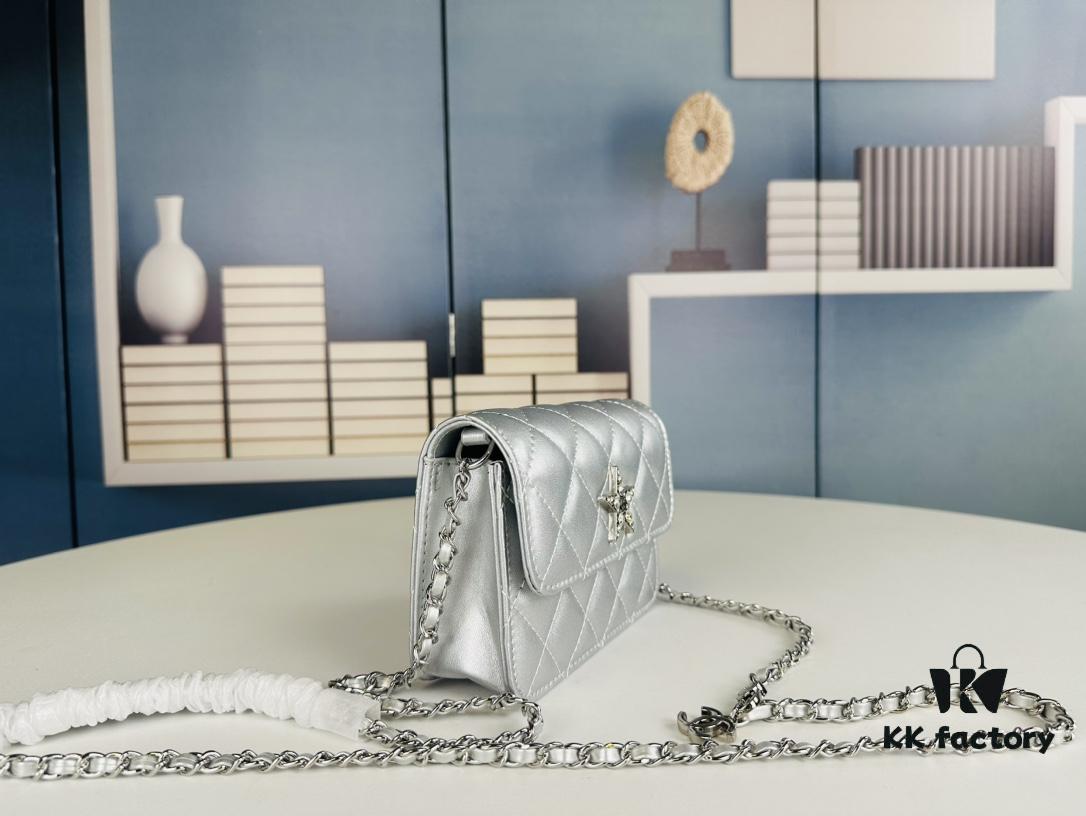 New Arrival Wholesale Multi-Color Chanel Style Beautiful Item & Show Gift - Stylish Silver Chain Mini Bag, Waist Bag, Crossbody or Handheld, Very Matchable