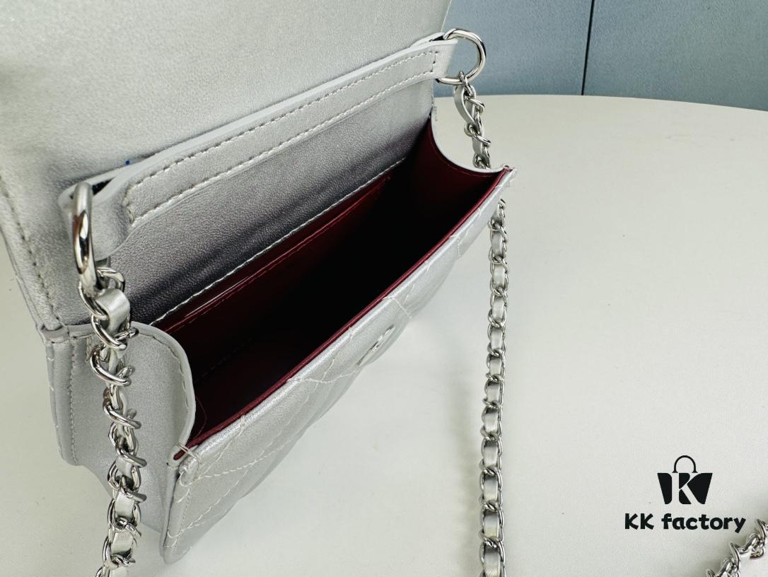 New Arrival Wholesale Multi-Color Chanel Style Beautiful Item & Show Gift - Stylish Silver Chain Mini Bag, Waist Bag, Crossbody or Handheld, Very Matchable